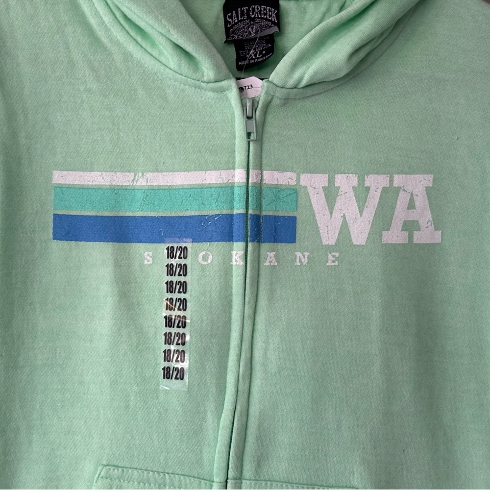 Salt Creek Apparel Girls Size L Green Zip Up Jacket Spokane Washington NWT PNW - Picture 3 of 6